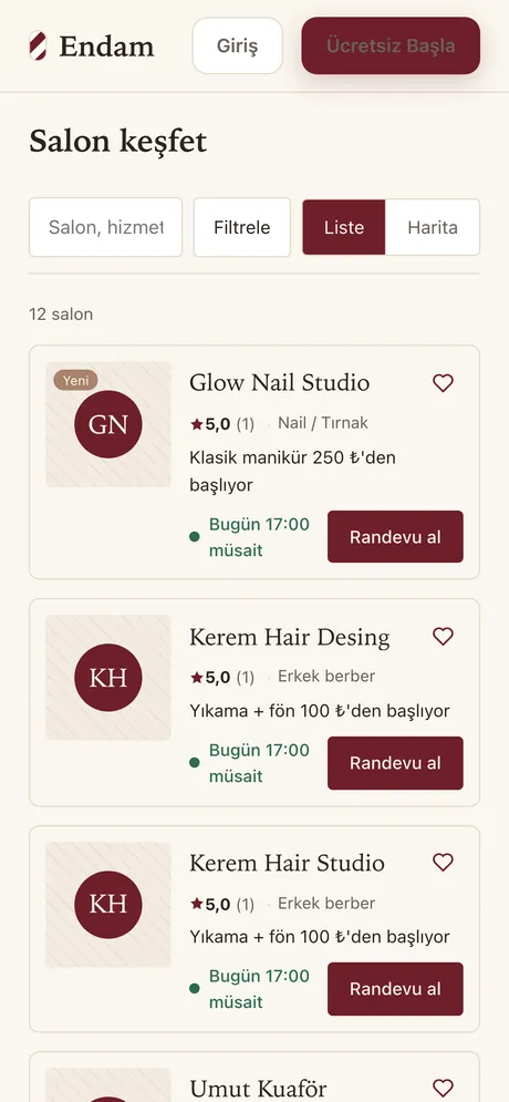 Keşfet: yakınındaki işletmeler boş saatleriyle