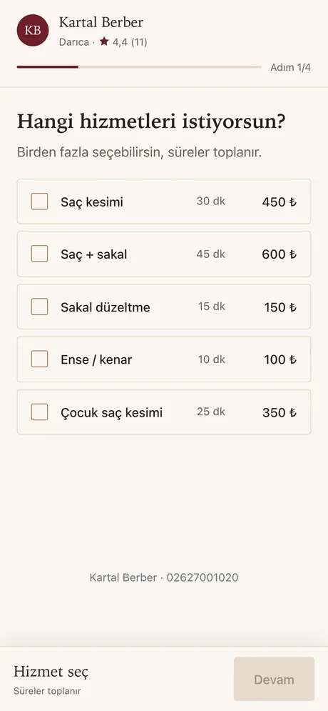 Randevu adımı: gün ve saat seçimi